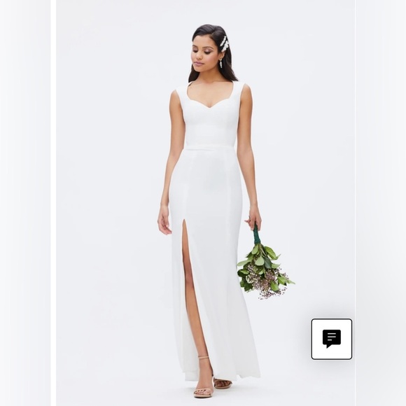 NEW Dress the Population Monroe Side Slit Maxi White Medium - Picture 1 of 3